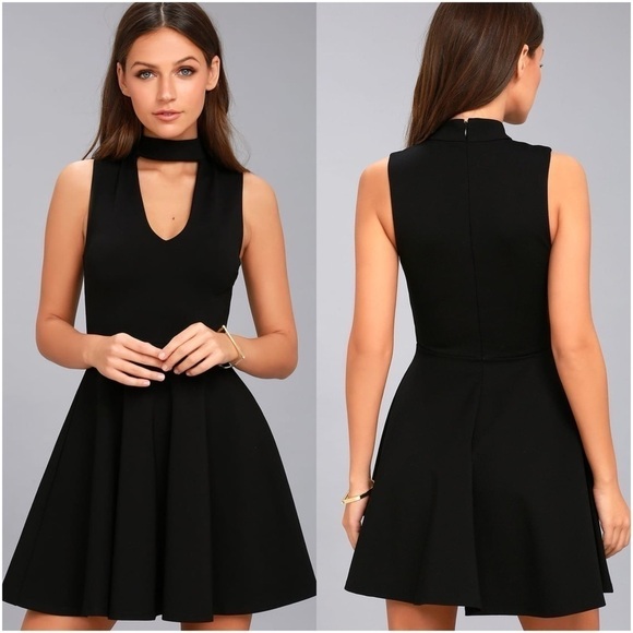 LULU’S Loving You Is Easy Black Skater Dress - Picture 1 of 4